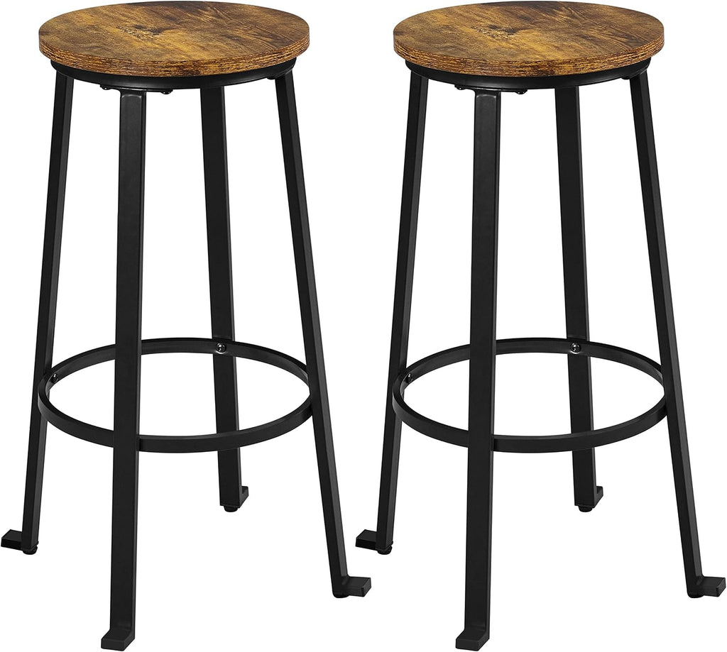 Yaheetech 29.5" Bar Stools Set of 2, Industrial Metal Legs, Rustic Brown