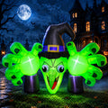 6FT Giant Halloween Inflatables Wicked Witch with Huge Grabbing Hands, LED Halloween Blow Ups Decorations, Creepy Inflatable Halloween Decorations Outdoor for Yard, Lawn, Garden, Porch and Party