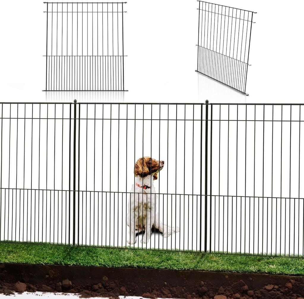 WESLEY'S CORNER Tall Fence Panels - 32”H x 29”L, No Dig Metal Dog Fence, Heavy Duty Garden Border & Animal Barrier, Rustproof, Decorative Fencing for Backyards, Frontyards, Outdoors and Edging