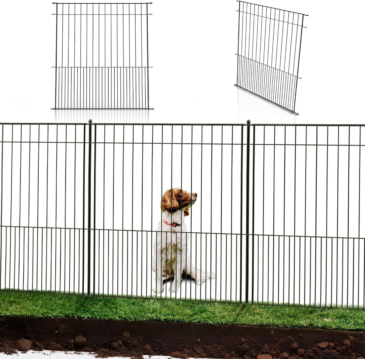 WESLEY'S CORNER Tall Fence Panels - 32”H x 29”L, No Dig Metal Dog Fence, Heavy Duty Garden Border & Animal Barrier, Rustproof, Decorative Fencing for Backyards, Frontyards, Outdoors and Edging