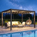 Pergola 10'x12' with Adjustable Roof & Thick Aluminum Frame for All Weather