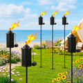 4 Pack Garden Torch, 16oz Outdoor Citronella Torches, 58-Inch Upgraded Citronella Torches with 5-Prong Grounded Stake, Metal Light Torches for Party Patio Pathway