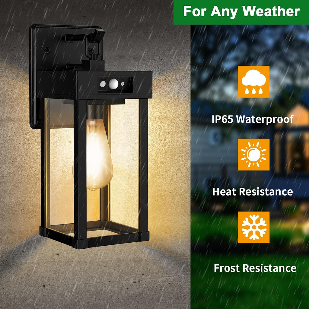 Auzev Outdoor Solar Wall Sconce Dusk to Dawn, Exterior Wall Light Fixture