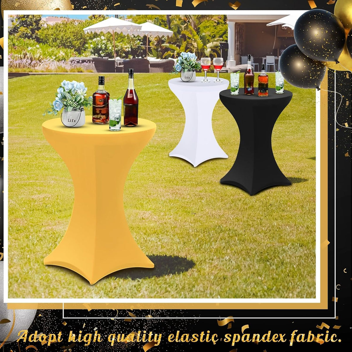 preboun 6 pack cocktail tablecloth, 32 x 43, front angle view