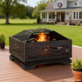 Verdeluxe Outdoor 32Inch Square-Shaped Fire Pit with Spark Screen