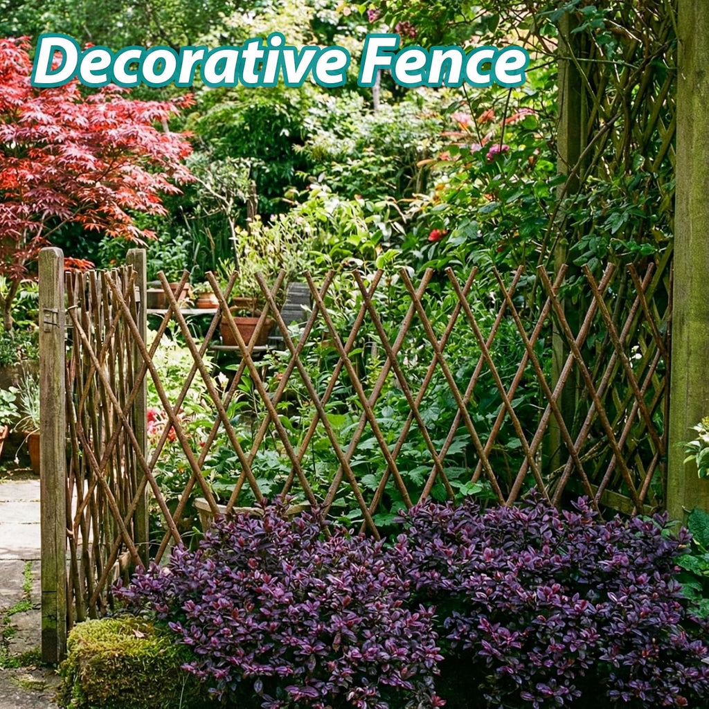 natural willow lattice 2 pack, willow expandable fence on a desk or shelf