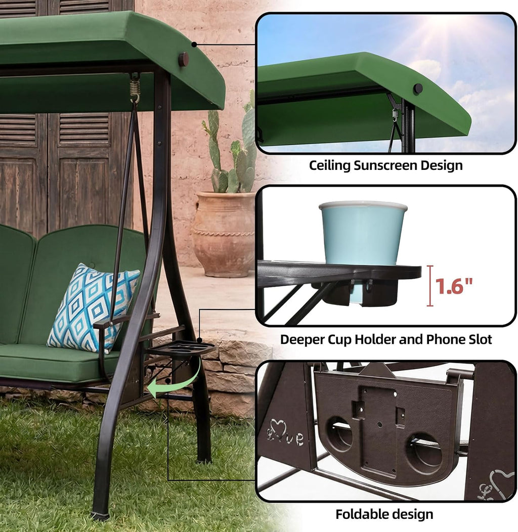 patio swing with canopy convertible outdoor porch swing, side view