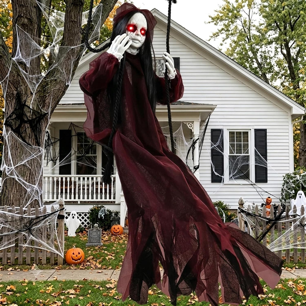 5FT Scary Halloween Hanging Ghost Girl, Haunted House and Yard Decor