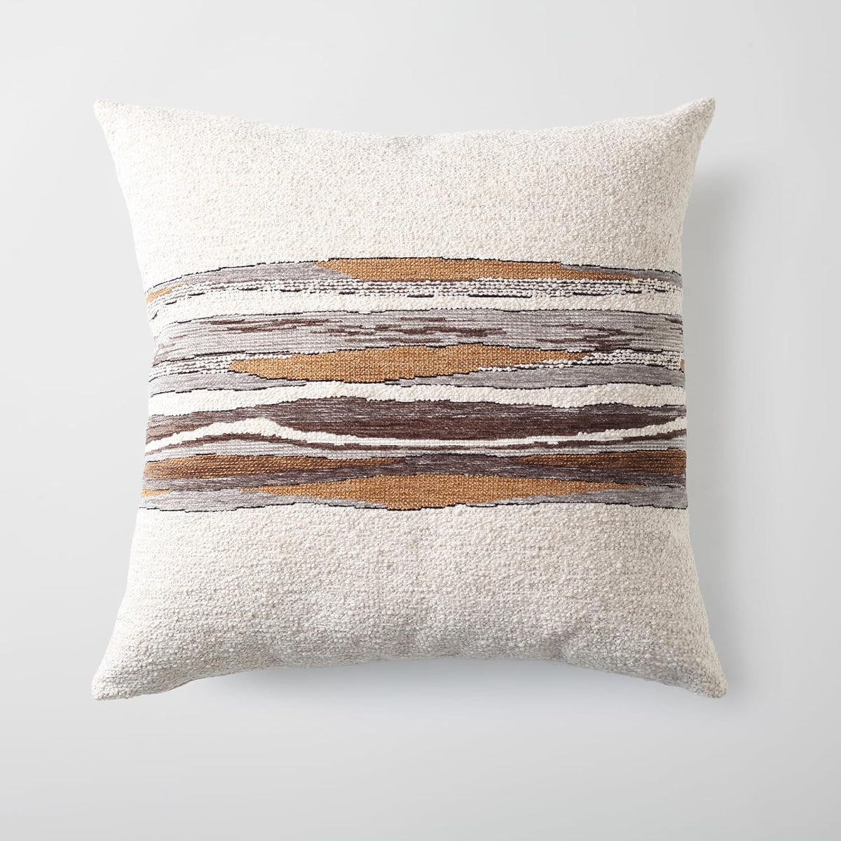Throw Pillow Covers 20x20 Inch, Pack of 1 Textured Linen Blend with Woven Stripe, Decorative Throw Pillow Case for Couch Sofa, Elegant Design, Combos, Mustard 20x20 Inch