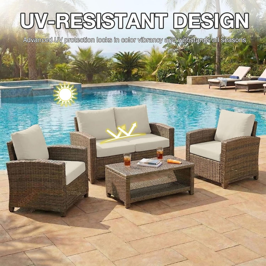 hyha 8Pcs Patio Cushion Covers, Stretch Outdoor Couch Cushion Covers