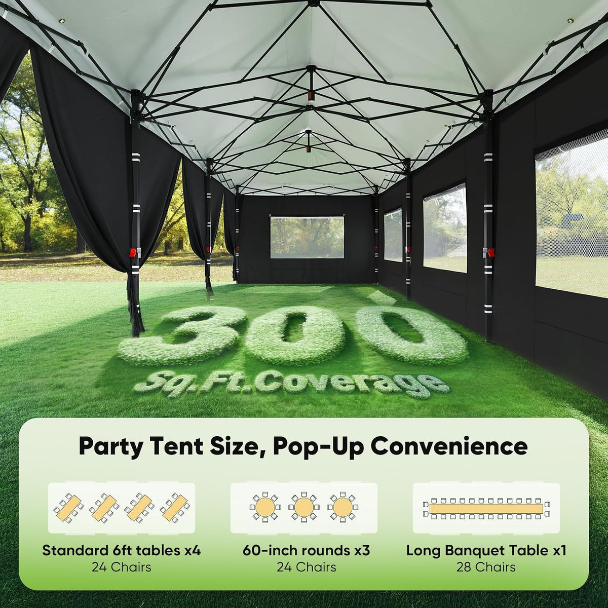 Quictent 10x30FT Pop up Canopy with Sidewalls