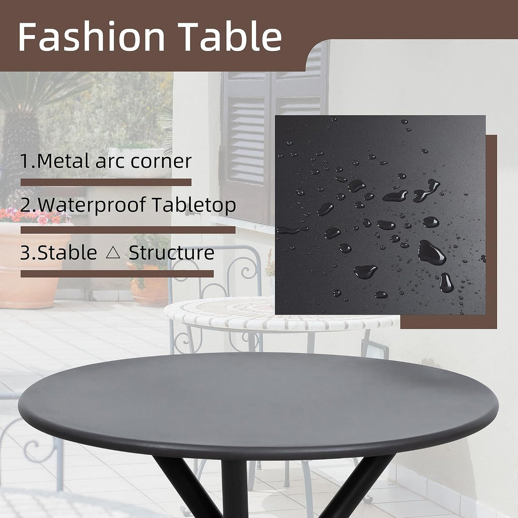 shintenchi 3 pieces patio bistro sets, outdoor textilene showing dimensions
