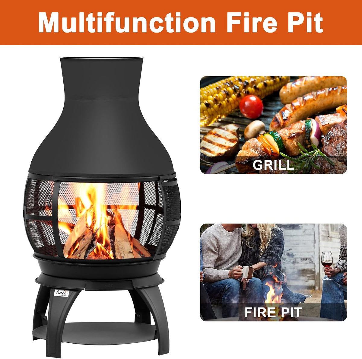 bali outdoors fire pit wood burning chiminea outside showing dimensions