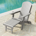 HDPE Folding Adirondack Chair with Footrest, 3-Position Adjustable