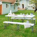 Folding Table 6ft, Heavy Duty Plastic Fold-in-Half Utility Table, White