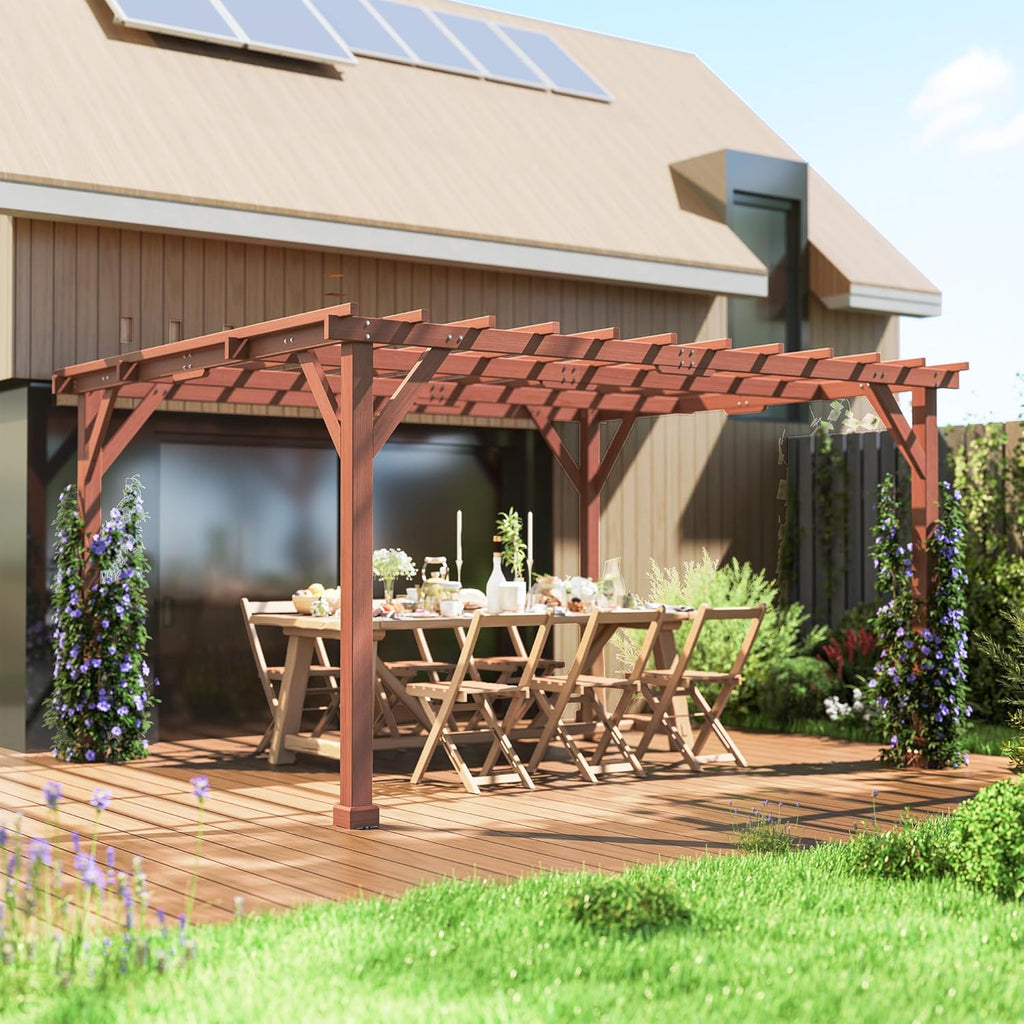 Outsunny 11' x 12.5' Outdoor Pergola, Wood Pergola Gazebo Grape Trellis