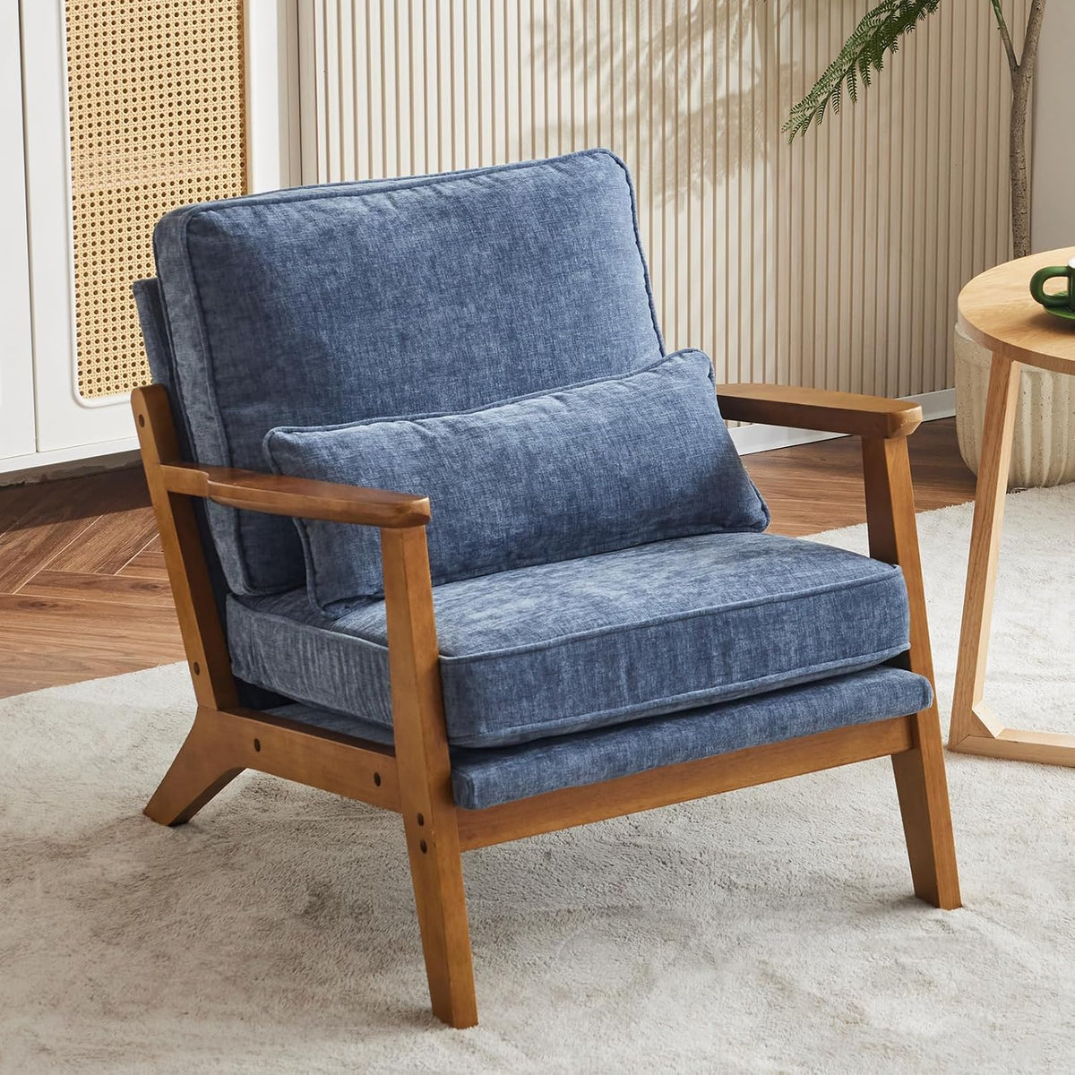 Karl home Mid-Century Lounge Accent Chair, Dusty-Blue