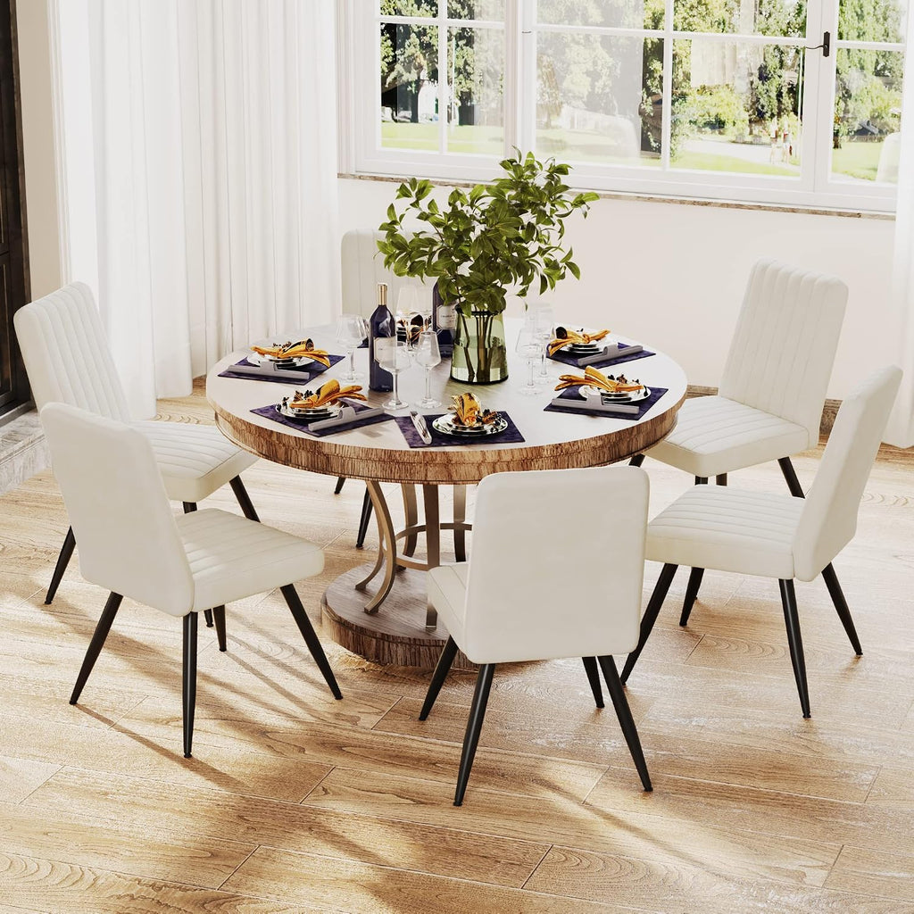 Aklaus Velvet Dining Chairs Set of 2,Upholstered Kitchen Dining Room Chairs,Modern Armless Side Chairs with Soft Seat Accent Chairs for Living Room Bedroom Restaurant Bistro Beige