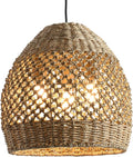 Rattan Pendant Light 13.39in Boho Coastal Wicker Hanging Lighting