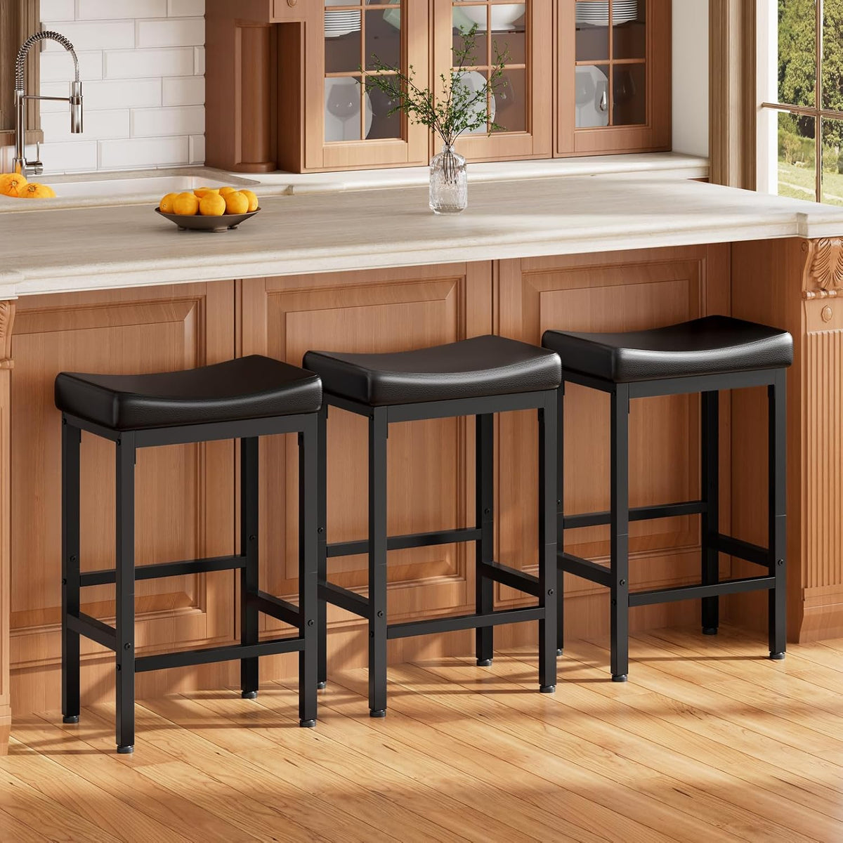 RALGEND Bar Stools Set of 3, Counter Height Stools, Kitchen Stools