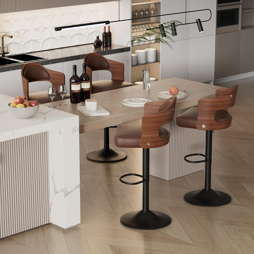 Swivel Bar Stools Set of 4,Bentwood Adjustable Height Barstools
