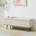 Storage Ottoman Bench, 45" End of Bed Bench, Beige