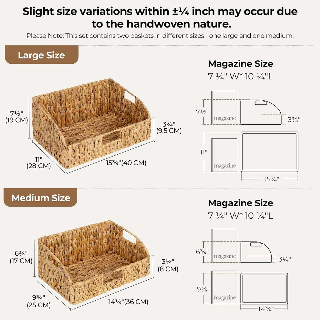 StorageWorks Pantry Baskets for Organizing, Hyacinth Storage Baskets,2-Pack