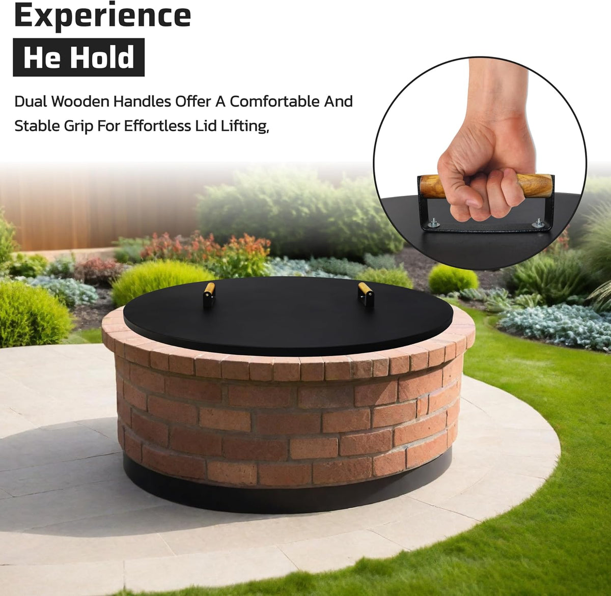 FEBTECH - 35" Round Fire Pit Cover Lid - Fits 32" Fire Pit Fireplace Lid