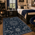 Vacuum-Friendly, 5x7 Washable Area Rug, Blue Gray White