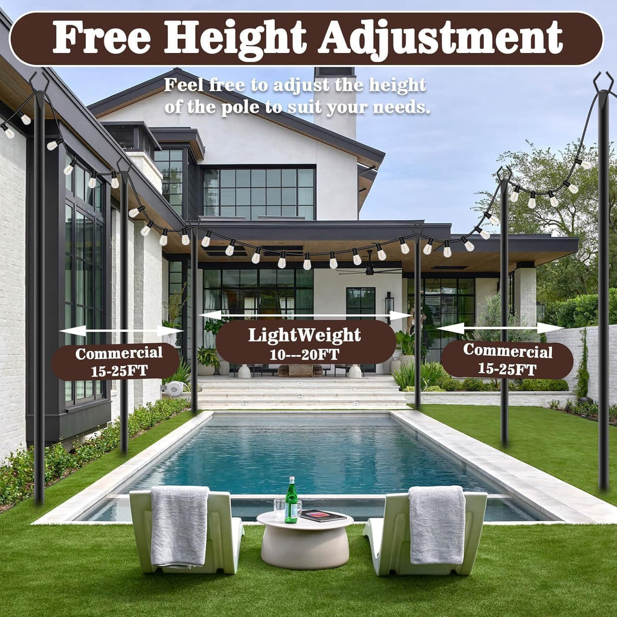 ailbton 10ft string light poles 4 pack,light poles, package contents