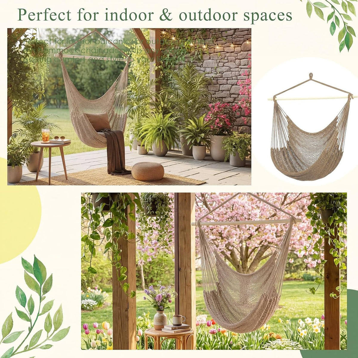 barydat 2 pcs hanging hammock chair boho swing, package contents