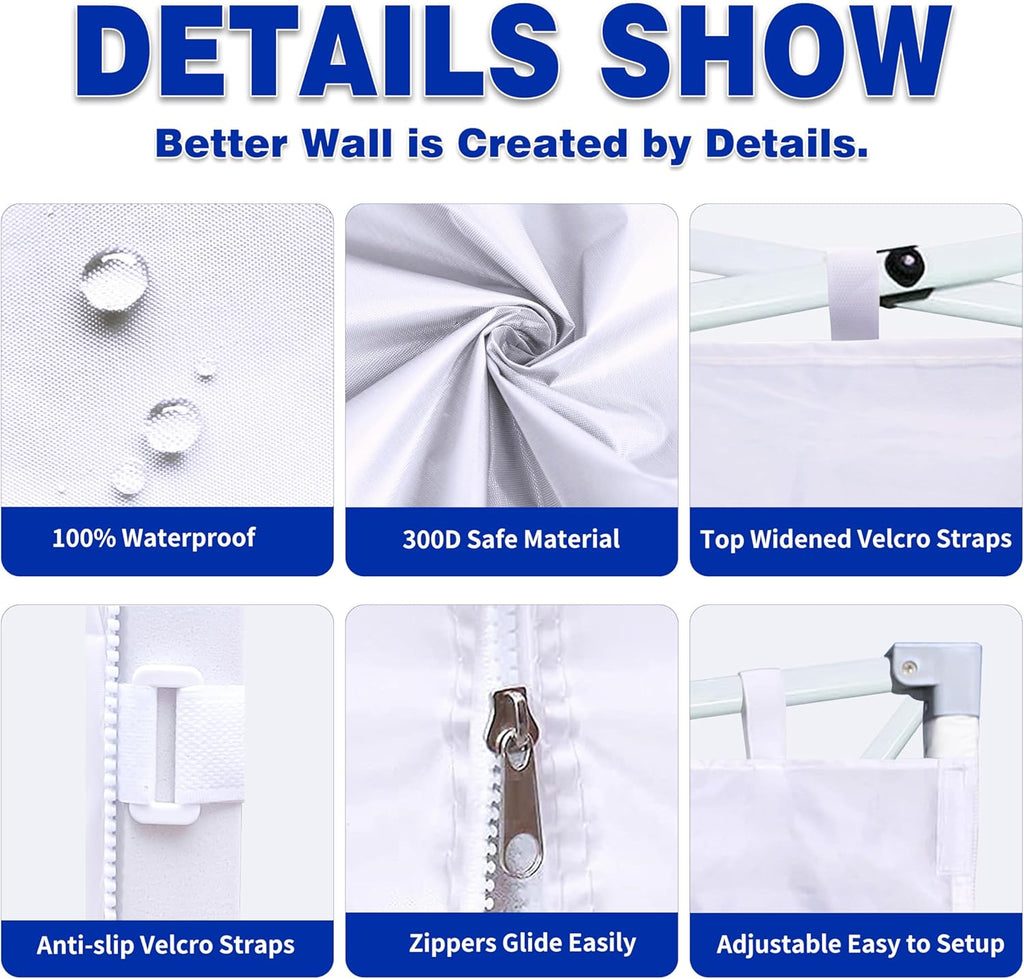 SCOCANOPY Sidewalls for 10x10 Canopy Frame, 3 Pack SunWalls Only,White