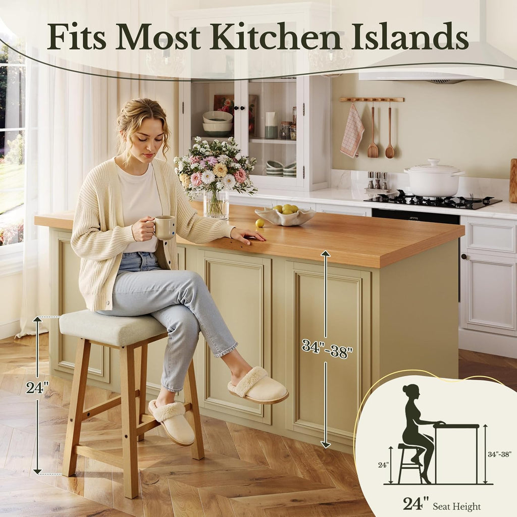 Yaheetech 24 Inch Counter Height Bar Stools Set of 2 Backless