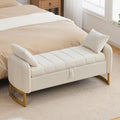 End of Bed Storage Bench, 51'' Storage Ottoman Benches for Bedroom, Cream
