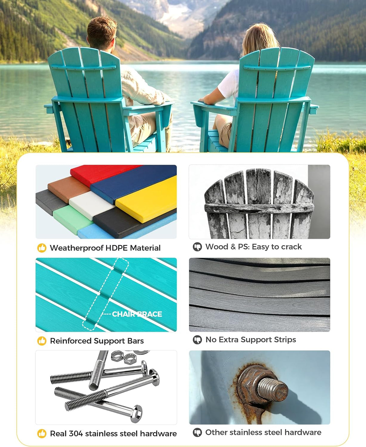 Folding Adirondack Chair, HDPE Outdoor Chair, Aruba