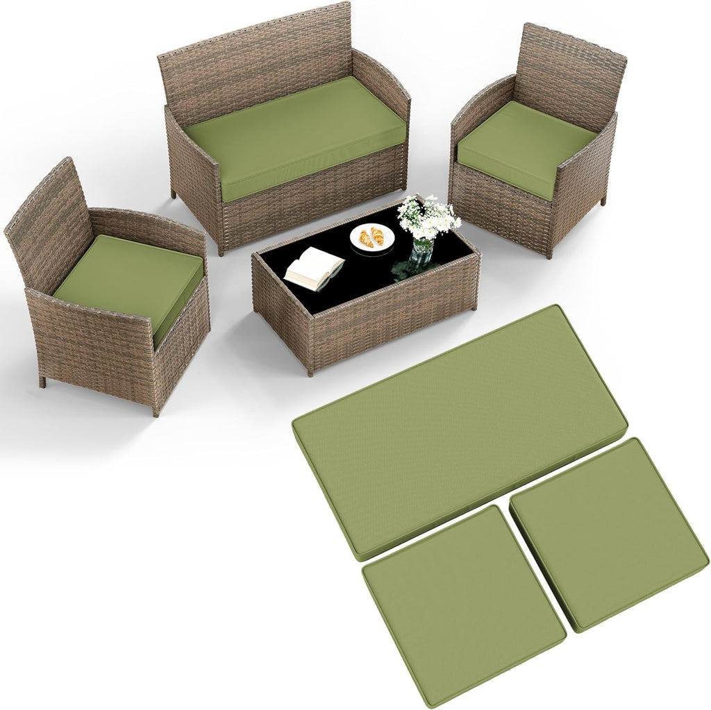3 Pcs Outdoor Patio Furniture Cushion Replacement Cover, Cover Only