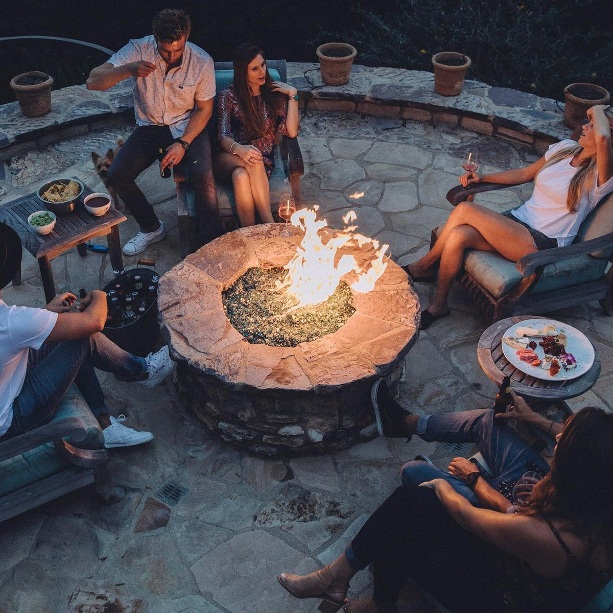 34 in Round Fire Pit Lid, 1.5 mm Steel Cover with Wooden Handle