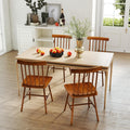 HOMCOM Windsor Dining Chairs Set of 4 Spindle Backrest Light Brown