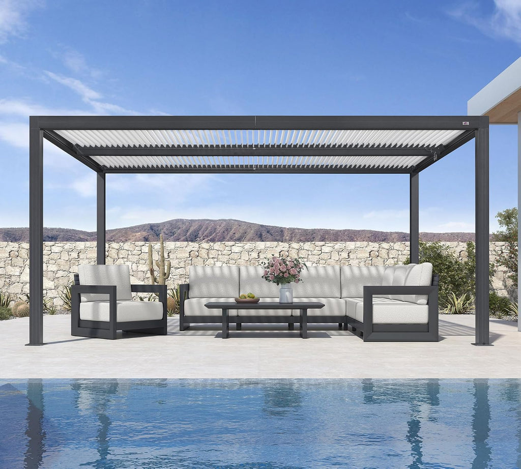 PURPLE LEAF Louvered Pergola 10' x 16' Patio Pergola Hidden Drainage System