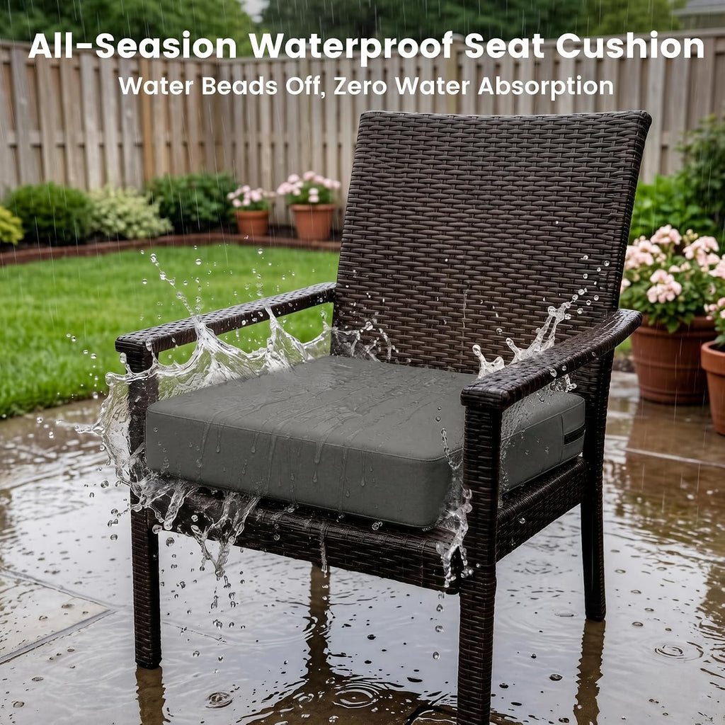 Favoyard 2-Pack Waterproof Outdoor Seat Cushions, 22" x 22", Dark Gray