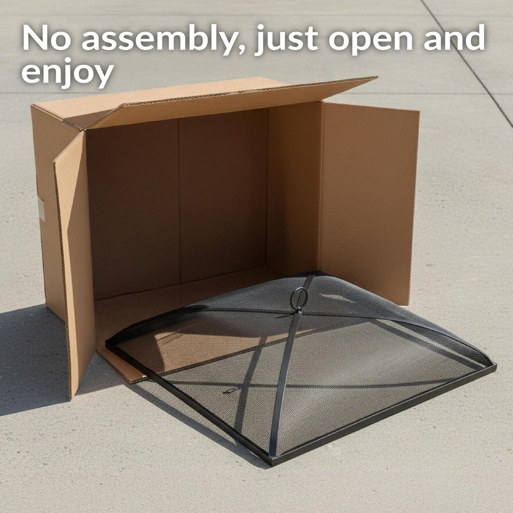 Sunnydaze Heavy Duty Square Fire Pit Screen Cover, Assembly-Free, 30"