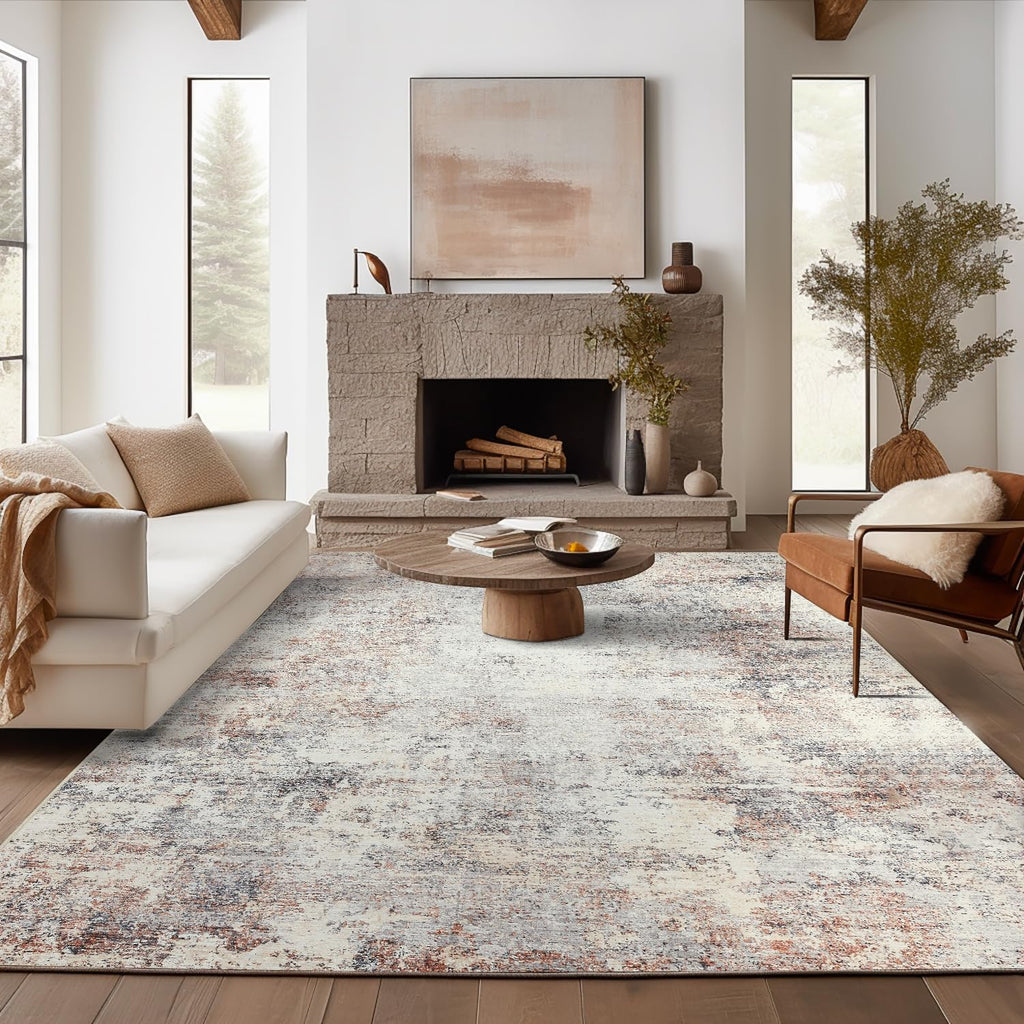 jinchan 5x7 Modern Abstract Washable Non-Slip Area Rug, Taupe