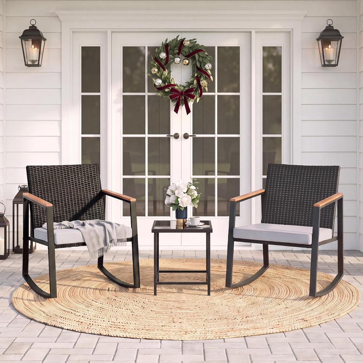Gizoon 3 Pieces Rocking Patio Bistro Set