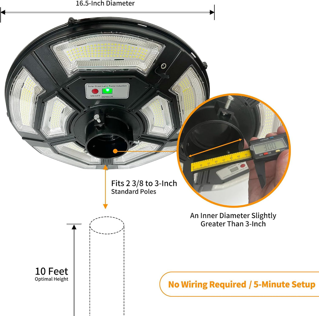 Outdoor Solar Lamp Post Light, Fit for 2 3/8 to 3 Inch Pole