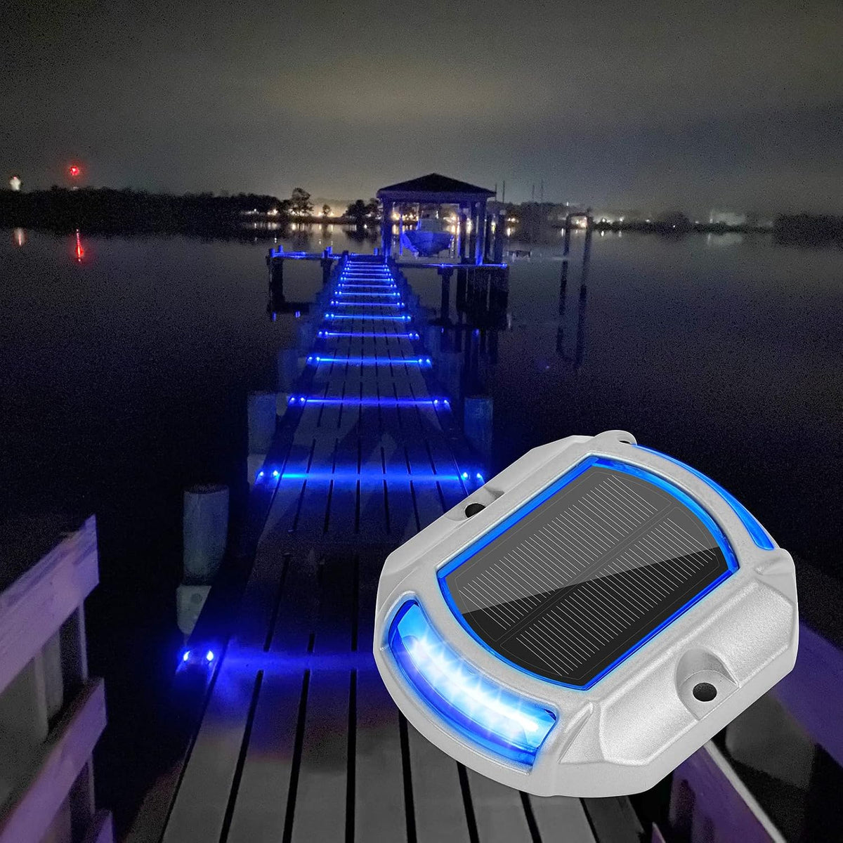 VOLISUN Solar Driveway Dock Deck LED Outdoor Lights 2 Colors Modes 12 Pack