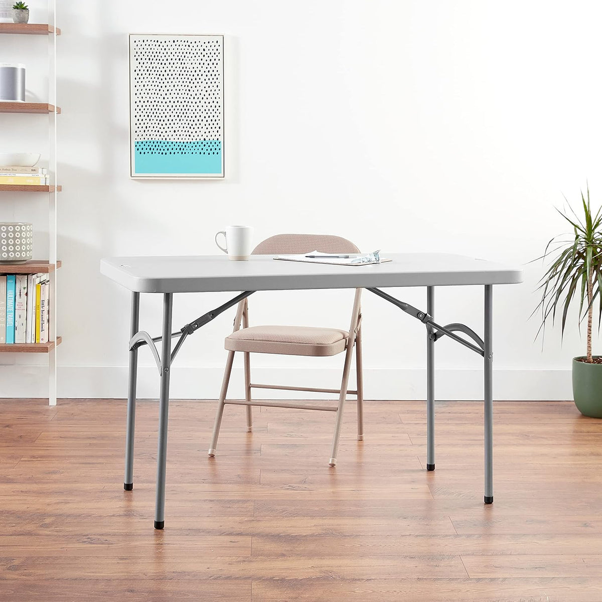 Office Star Resin Multipurpose Rectangle Folding Table for Indoor or Outdoor Use, 4 Feet x 2 Feet