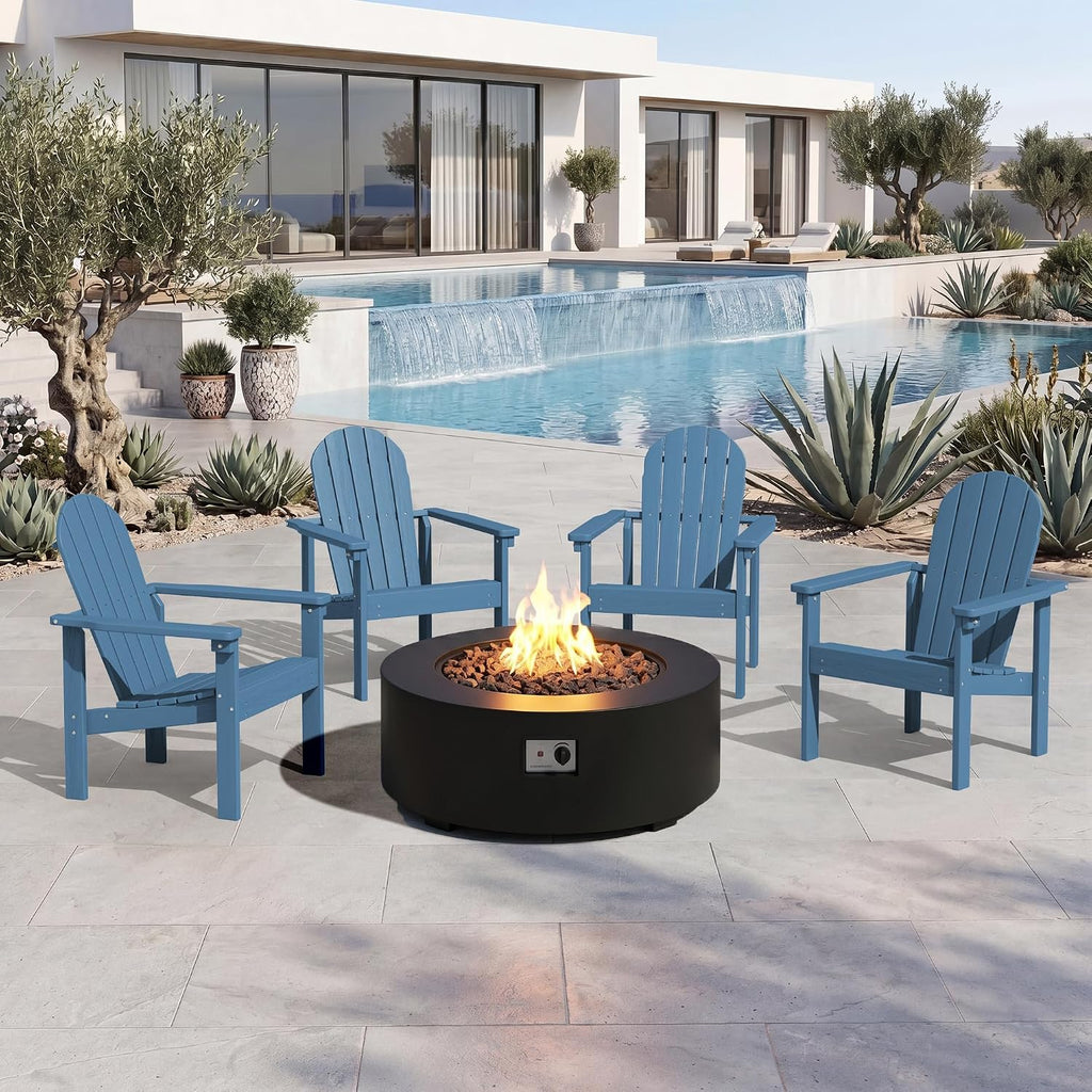 SERWALL HDPE Stackable Adirondack Chairs Set of 2,Space-Saving, Blue