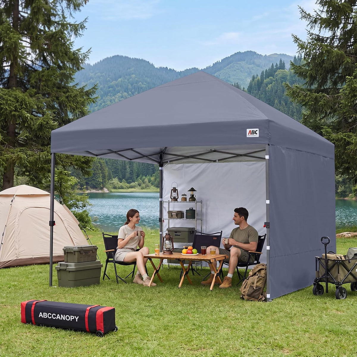 abccanopy 10x10 pop up canopy tent, 2 sidewalls, close-up detail