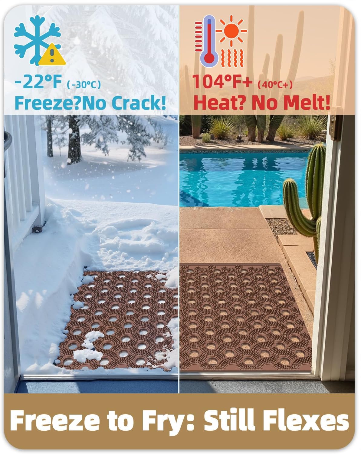 Color&Geometry Super Heavyweight TPE Welcome Mat Outdoor, 24"x36" Brown