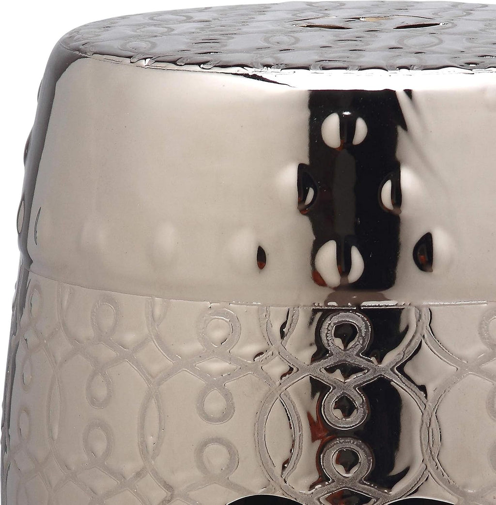 Safavieh Lantana Glazed Ceramic Decorative Garden Stool, Silver
